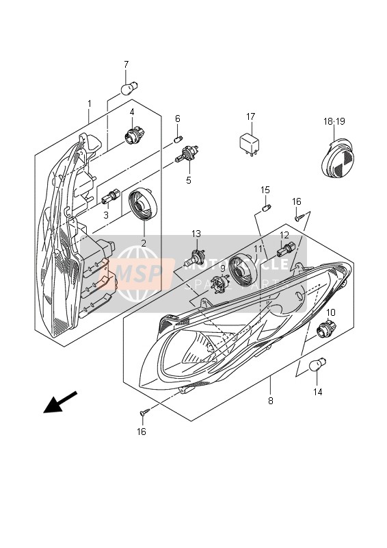 Lampe combinée avant